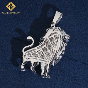 Hip Hop Iced‑Out 3D Lion Pendant 925 Silver Plated Moissanite Jewelry Luxury Bling Charm for <b>Men</b> - Product Image 4
