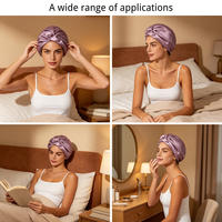 Bonnet en satin turban en gros pour soins capillaires, personnalisable avec logo et emballage, bonnet de nuit doux pour femmes