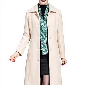 Abrigo largo de mujer ecológico y ligero 100% poliéster, con doble botonadura, solapa y cuello alto, para invierno - Product Image 1