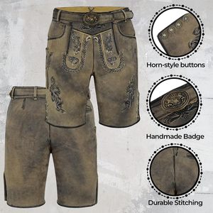 Pantalones de Cuero Bávaros Personalizados para Hombre, Disfraz Tradicional de Oktoberfest, Pantalones Cortos de Cuero con Bordado, Talla Adulto - Product Image 3