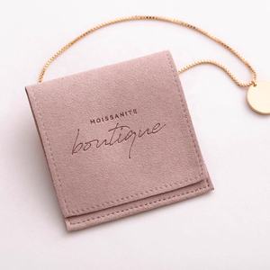 Pochette à bijoux en microfibre de daim rose directe d'usine conteneur de bijoux personnalisé pour les pochettes d'enveloppe de faux daim d'affichage de collier - Product Image 2
