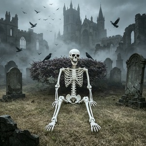 Squelettes d'Halloween pas chers, de 160 cm (5,4 pi / 5 pi), pour l'intérieur et l'extérieur, avec postures humaines, en vente - Product Image 4