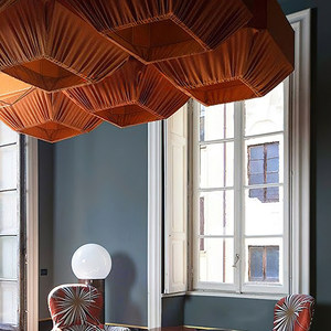 Lustre carré en bambou et rotin à six têtes couleur chocolat pour la décoration intérieure - Product Image 5