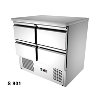 Table de présentation de salades verticale en acier inoxydable à double température réglable, refroidissement par ventilateur, 2 portes, contrôle numérique, dégivrage automatique