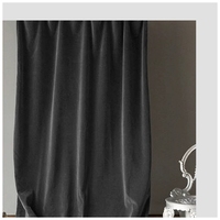 Rideau Ondulé en Velours Noir, Occultant, Thermique, Ignifuge, Écologique, Rideau de Fenêtre de Luxe pour la Maison et l'Hôtel