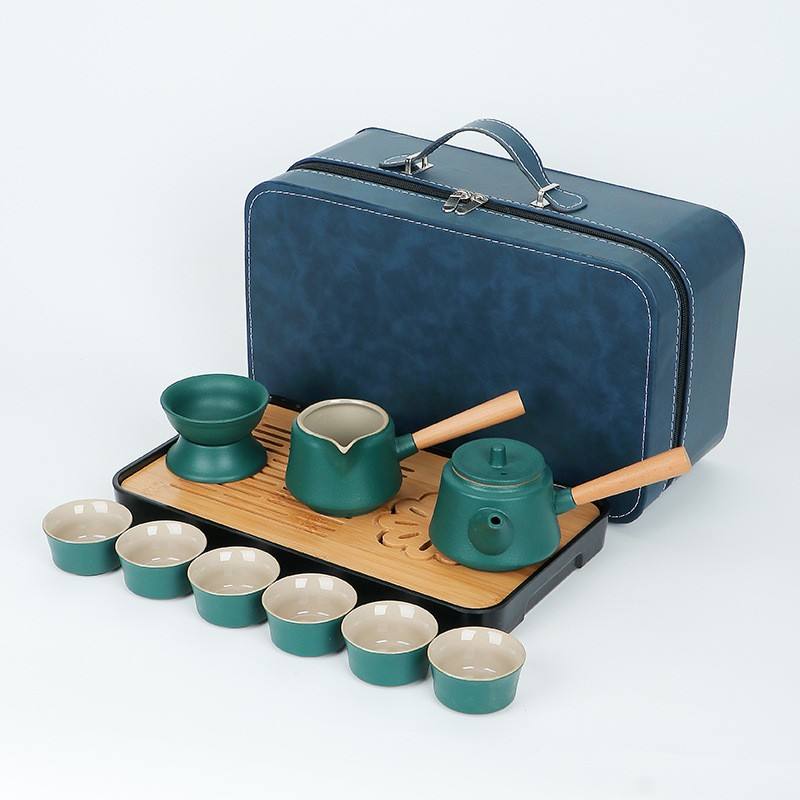 Deep water green/side handle pot tea set set