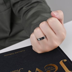 Unisex Titanium Steel <b>Ring</b> Band Star Pattern <b>Adjustable</b> Opening <b>Silver</b> Color Gift Jewelry - Product Image 4