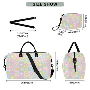 Wholesale Custom Hau Flower Checked Promotional Duffel Bag Lightweight <b>Suitcase</b> Luggage Travel Bags Toiletry Pouch Sets - Product Image 3