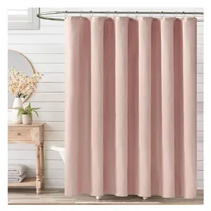 CF BCL03-2Hot Sale Elegant Custom Machine Washable Waterproof Shower Curtain Bathroom Linen Look Shower Curtain