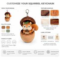 Porte-clés personnalisé en peluche écureuil dans une coquille de gland, adorable animal en peluche, poupée écureuil en peluche, porte-monnaie en peluche personnalisé, cadeau
