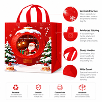 Sacs de courses en non-tissé laminé grande capacité pour Noël, imperméables et réutilisables, avec impression 3D du Père Noël