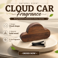 Désodorisant avec clip d'aération, diffuseur magnétique rechargeable en noyer en forme de nuage aux huiles essentielles