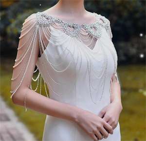 Capa de Novia de Último Diseño, Accesorios de Boda, Velo Largo, <span class=keywords><strong>Bolero</strong></span>, Pedrería, Perlas, Chal de Novia Hecho a Mano - Product Image 3