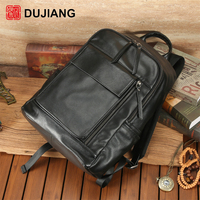 Sac à dos portable en cuir véritable DUJIANG avec bandoulière arquée, poignée souple et doublure en polyester pour les voyages d'affaires et les loisirs