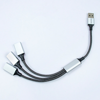 Fabrik Großhandels preis USB-Stecker auf 4 USB-Frauen Nylon geflochtenes OTG-Kabel OD 3,5 MM verzinntes Kupfer USB-Verlängerung 30cm OTG-Kabel