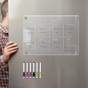 Tableau magnétique pour réfrigérateur Tableau d'écriture en acrylique magnétique clair Réfrigérateurs Calendrier Réfrigérateur Planificateur <span class=keywords><strong>hebdomadaire</strong></span> - Product Image 5