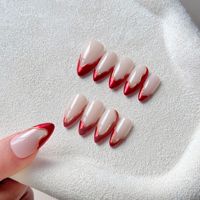 TSZS 10 pièces de faux ongles en acrylique français rose chromé, de haute qualité, faits à la main, sur mesure, forme amande moyenne, faux ongles artificiels
