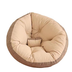 Cómodo Sillón Puff Redondo con Diseño Acolchado Extra Suave para Sala de Estar, Asiento de Piso para Niños y Adultos, Color Beige - Product Image 1