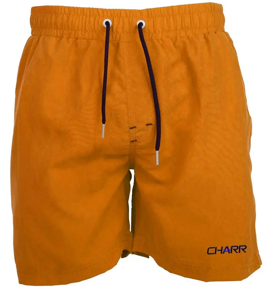 Venta al por mayor del Oem adulto tejido elástico cortos de natación para hombre Pantalones cortos de playa de color naranja
