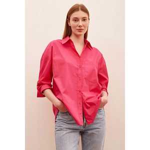 Camisa Mango Boyfriend para Mujer, Popelina, Cierre de Botones, Uso Diario Informal, Color Rosa Claro - Product Image 2