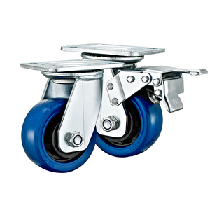 4''5''6''8 ''Hochleistungs-Lenk rollen platte mit brems blauen elastischen Gummi rädern für Handwagen Industrie transport - Product Image 4