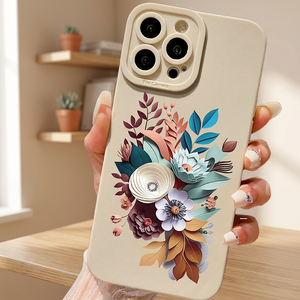 เคสโทรศัพท์กันกระแทกแบบใสหรูหรา ผลิตจาก TPU กันน้ำ พร้อมวงแหวนแม่เหล็กเคลือบผิว ดีไซน์ลายดอกไม้สีดำ ขอบโค้งมน - Product Image 3