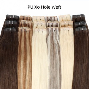 Thiết kế mới sang trọng liền mạch xo bướm wefts với lỗ tóc đôi rút ra Twin Tab PU lỗ sợi ngang phần mở rộng tóc - Product Image 3