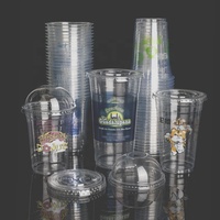 16 Vasos Desechables Transparentes de PET de 24 oz con Tapas, Personalizados con Impresión, para Smoothies, Vasos de Plástico para Batidos