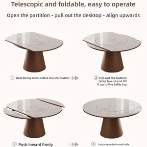 Smart Stone-Resin Modern Minimalist <b>Dining</b> <b>Table</b> Home Restaurant Use Induction Cooktop Dishes Warm Automatic Rotating Turntable - Product Image 5