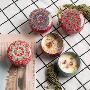 N-042 Bougie artisanale <span class=keywords><strong>à</strong></span> fleurs séchées, aromathérapie, parfum, cire de soja, huile, bougie parfumée de luxe <span class=keywords><strong>à</strong></span> la cire de soja et aux fleurs séchées pour la décoration de la maison - Product Image 2