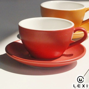 220ml Custom Logo Nordic Matte Glaze Ceramic Coffee <strong>Cup</strong> <strong>Saucer</strong> <strong>Set</strong> for Cappuccino/Latte for Giveaways Modern Home/Cafe Use - Product Image 2