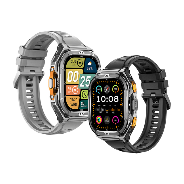 X5 Men's Smartwatch 1.96" AMOLED HD Display 5ATM Waterproof Dual-Band GPS Altimeter Compass Outdoor Fitness Watch