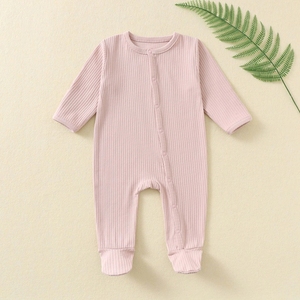 가을 겨울 아기 점프수트 긴팔 크롤링 수트 캐주얼 스타일 신생아 옷 버튼 여밈 방귀 잠옷 - Product Image 2