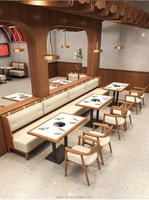 Combinaison de chaises de table en bois massif sur mesure pour restaurants restauration cafés Western Barbecue Hot Pot Shops Single Booth Sofa