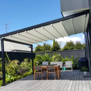 Venta al por mayor moderna pérgola motorizada persiana elegante techo bioclimática al aire libre retráctil pérgola de aluminio