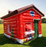Ventes Flash : Tente Cabane Gonflable Personnalisée de Noël en Forme de Maison du Père Noël pour Jardin, Pelouse, Fête et Décoration de Fêtes