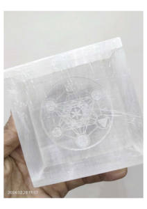 Caja de Carga de Selenita Hecha a Mano con Placa de Carga con Símbolo de Metatrón Grabado para Meditación y Decoración, Herramienta de Sanación - Product Image 2