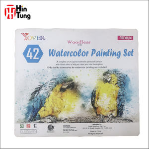 42 pezzi OEM Woodless matita ad acquerello e pittura ad acquerello solido Set di vernice per torta in scatola di latta per disegnare e colorare - Product Image 2