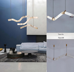 Nhà thiết kế hiện đại trang trí nội thất treo Cụm mặt dây đèn bếp đảo trang trí vòng trắng Alabaster treo đèn chùm - Product Image 3