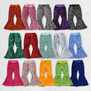 Wholesale Kids Fashionable Boutique Long <b>Pants</b> Toddler Girl Casual Comfortable Children <b>Sequin</b> Flare <b>Pants</b> Clothes - Product Image 1