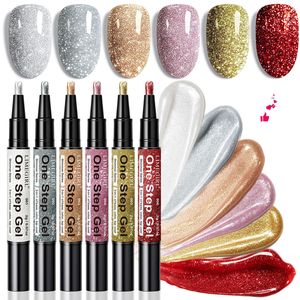 Esmalte de uñas 3 en 1 con brillo perlado, gel de un solo paso, capa base y superior sin necesidad de limpiar, esmalte de uñas UV LED removible para decoración de uñas, venta al por mayor para salones de belleza. - Product Image 1