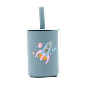 Gobelet d'apprentissage en silicone sans BPA, anti-fuite, motif dinosaure vert sauge pour bébé de 6 mois et plus - Product Image 4