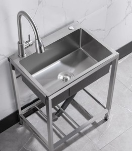 Évier de cuisine monobloc amovible en acier inoxydable <span class=keywords><strong>Skywater</strong></span> TM7540TZ, à poser sur comptoir, pour extérieur et jardin, deux bacs simples - Product Image 1