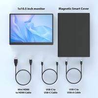 Écran portable IPS 10,5 pouces 1920x1280 avec étui en cuir, 60Hz, Plug & Play, Type C, pour ordinateur portable, PC, téléphone, PS4, PS5, Switch