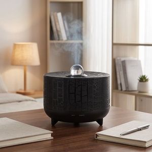 Diffuseur d'huiles essentielles, service d'emballage personnalisé, noir effet fissure volcanique, 150*150*110mm - Product Image 1