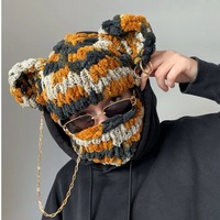 Nouveau masque de ski chaud doux à la mode tricoté à la main oreilles d'ours cagoule moelleux Crochet fil d'hiver en peluche Polyester/coton caractère