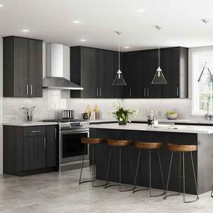 Ensemble de meubles de cuisine en panneaux de particules finis en mélamine grainée, designs modernes complets, prix d'usine - Product Image 5