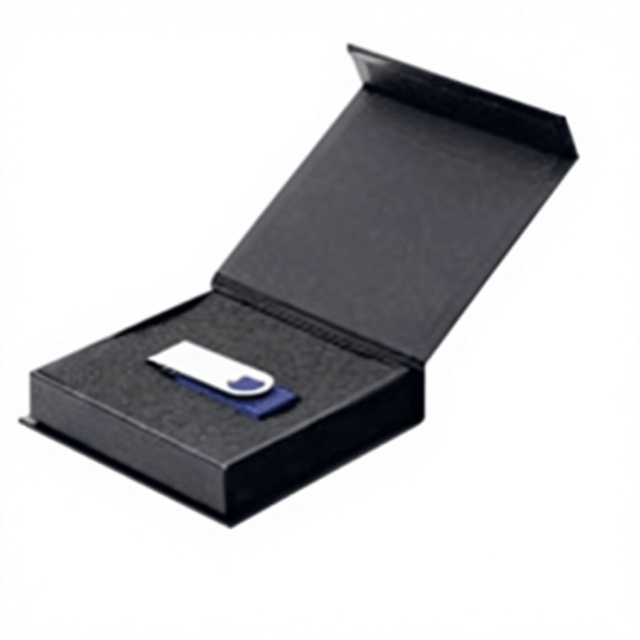 Small Black Book-Shaped Flip-Top Magnetic Gift Box with Sponge Liner USB Flash Drive Model TDH002 Made in Shenzhen China