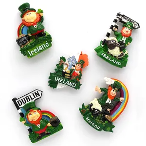 Bán Sỉ Quà Tặng May Mắn Của Người Ireland St.Patrick Day Dublin Bằng Nhựa Resin 3D Ireland Nam Châm Tủ Lạnh Lưu Niệm