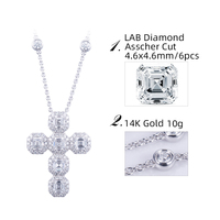 Collier pendentif croix en or 14k 18k avec diamant de laboratoire véritable, bijoux hip-hop Messi Gems pour hommes